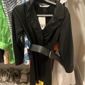 Zara belted leather dress